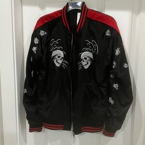 RARE! DIESEL , Men's small Black and Red reversible Sukajan Bomber Jacket
